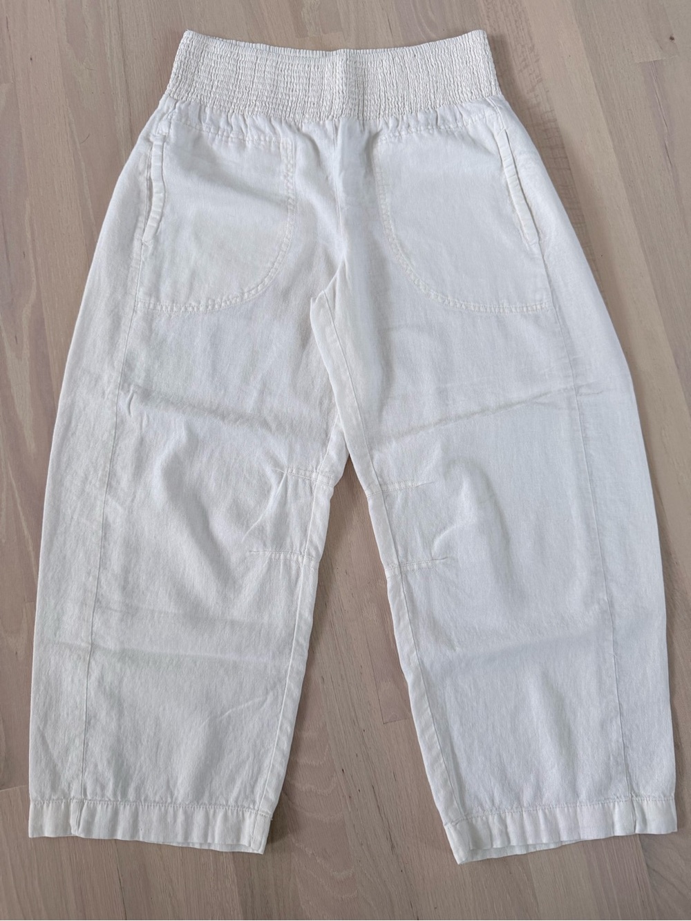 Anthropologie Reese Linen Blend Pull On Barrel Pants Pilcro Vanilla Small - Picture 2 of 9